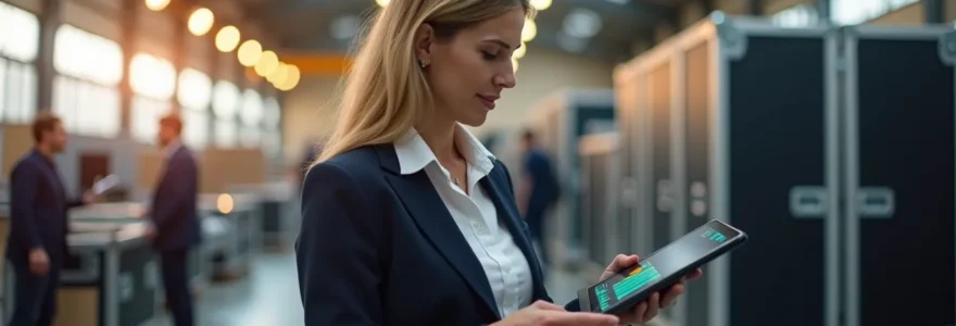 Coordinateur logistique dirigeant une équipe d'experts en transport de matériel événementiel avec précision et rigueur